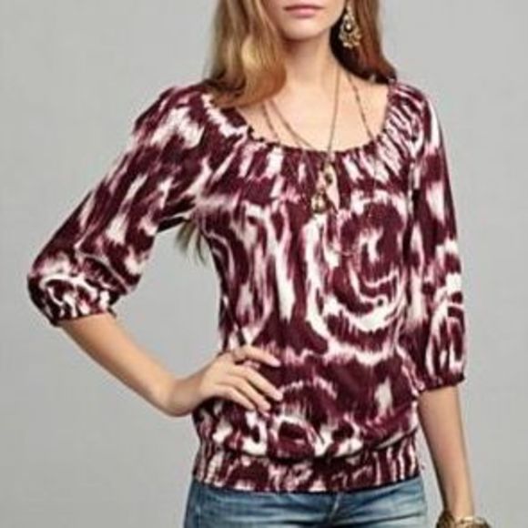 Lucky Brand Tops - Lucky Brand  Mena Boho Hippie Printed Peasant Top